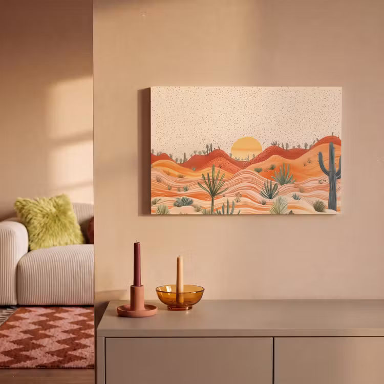 Landschap - Heuvels - Zonsondergang canvas 2cm klein -sfeer1