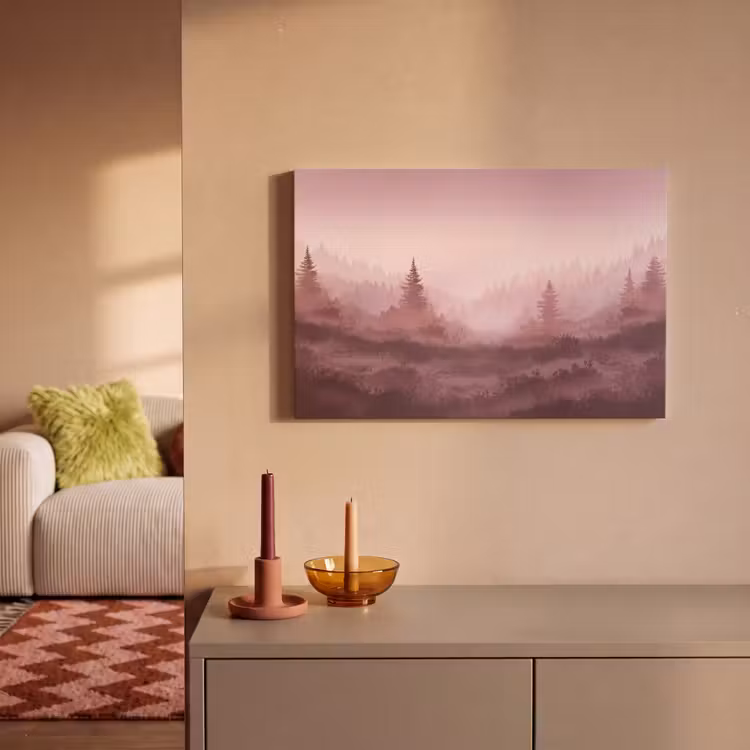 Landschap - Mistig - Roze canvas 2cm klein -sfeer1