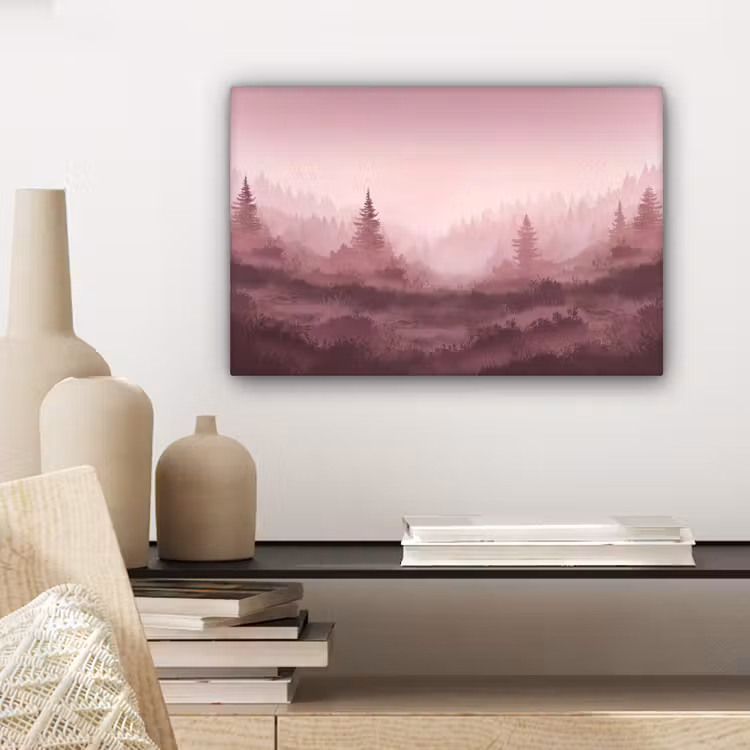 Landschap - Mistig - Roze canvas 2cm klein -closeup_print_DE