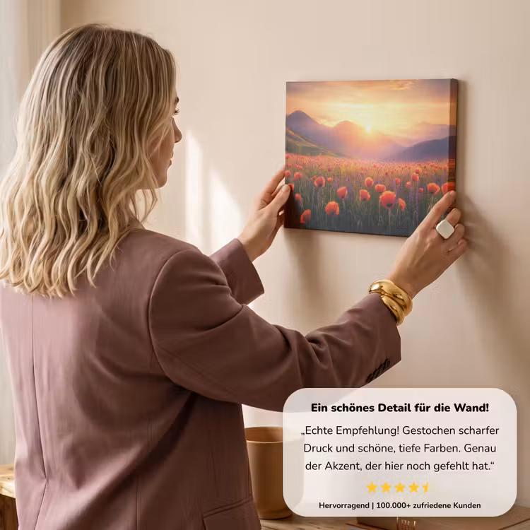 Landschap - Zonsondergang - Bloemenveld canvas 2cm klein -Xsfeer7_DE