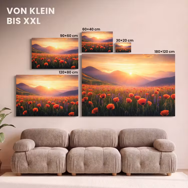 Landschap - Zonsondergang - Bloemenveld canvas 2cm klein -Xsfeer8_DE