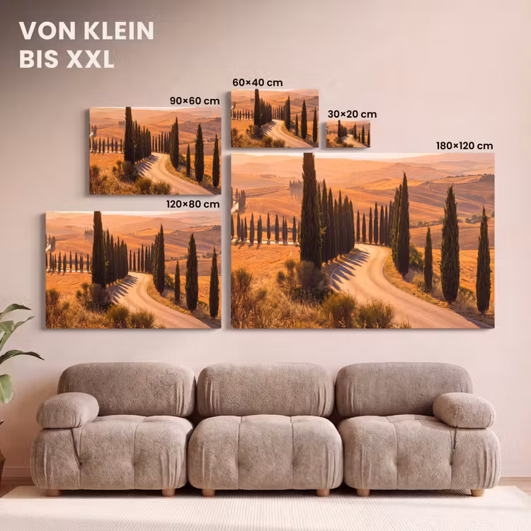 Landschap - Weg - Bomen - Natuur - Goud canvas 2cm klein -Xsfeer8_DE