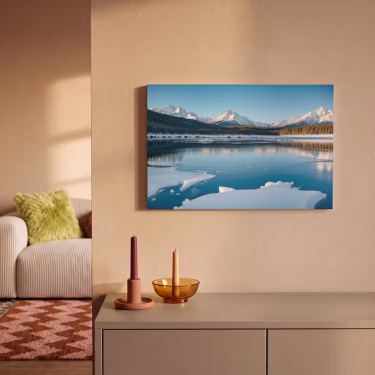 Landschap - Winter - Meer - Bergen - Uitzicht - IJs canvas 2cm klein -sfeer1