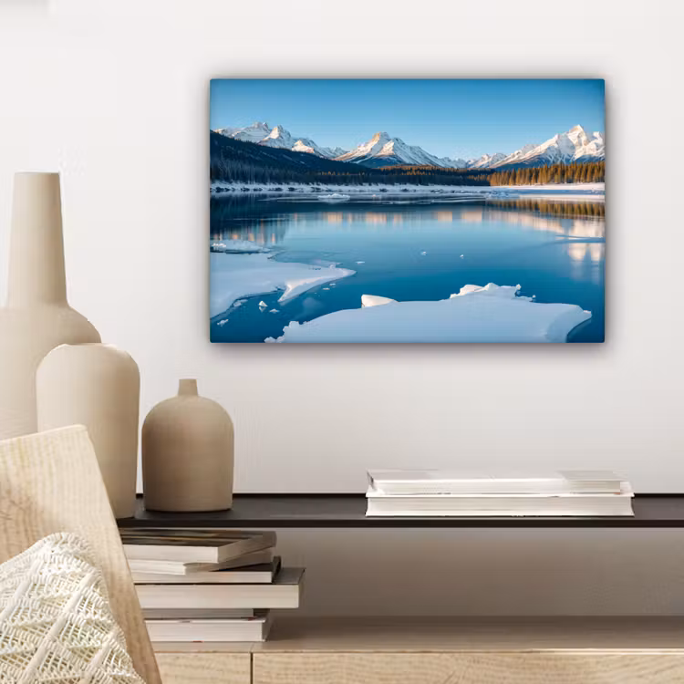 Landschap - Winter - Meer - Bergen - Uitzicht - IJs canvas 2cm klein -closeup_print_DE