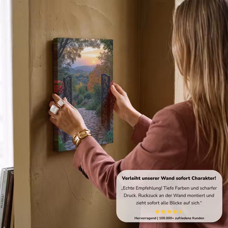 Landschap - Hek - Pad - Zonsondergang - Natuur canvas 2cm klein -Xsfeer7_DE