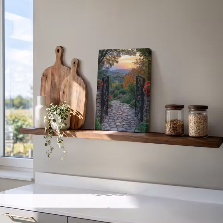 Landschap - Hek - Pad - Zonsondergang - Natuur canvas 2cm klein -atmosphere_sfeer3_global