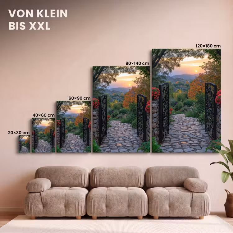 Landschap - Hek - Pad - Zonsondergang - Natuur canvas 2cm klein -Xsfeer8_DE