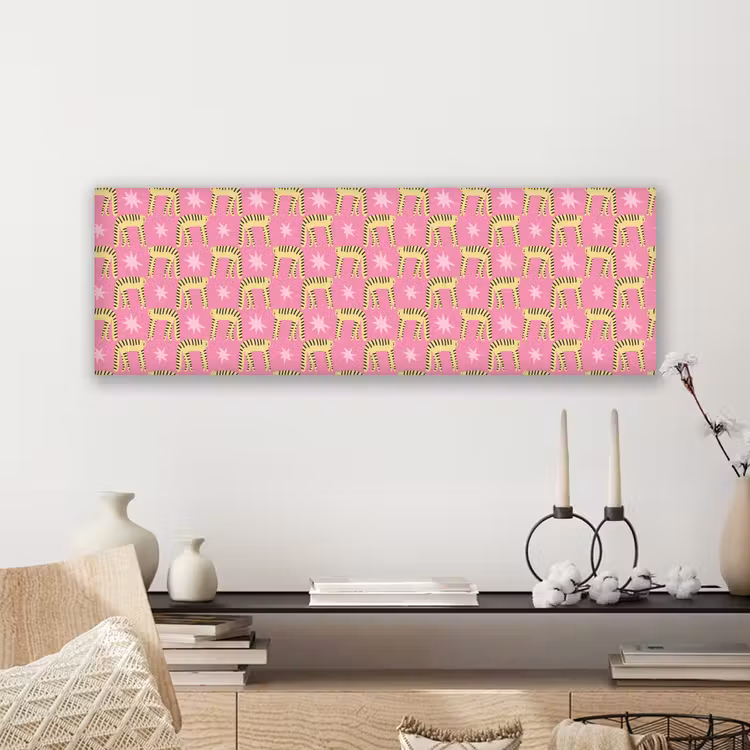 Langbenige -Tijgerkatten - Roze - Sterren canvas 2cm klein 828 -sfeer6