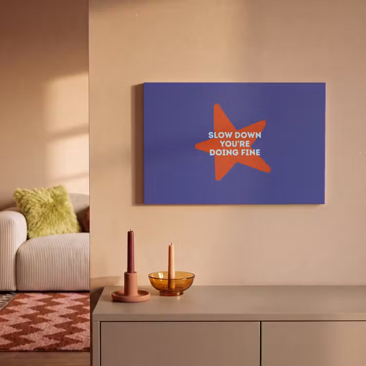 Slow down you're doing fine - Ster - Blauw canvas 2cm klein -sfeer1