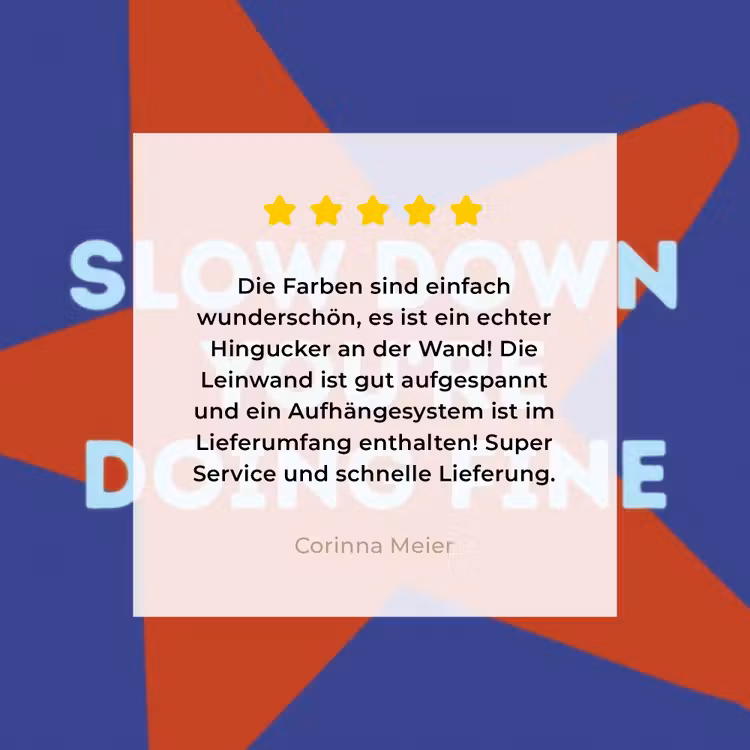 Slow down you're doing fine - Ster - Blauw canvas 2cm klein -sfeer3