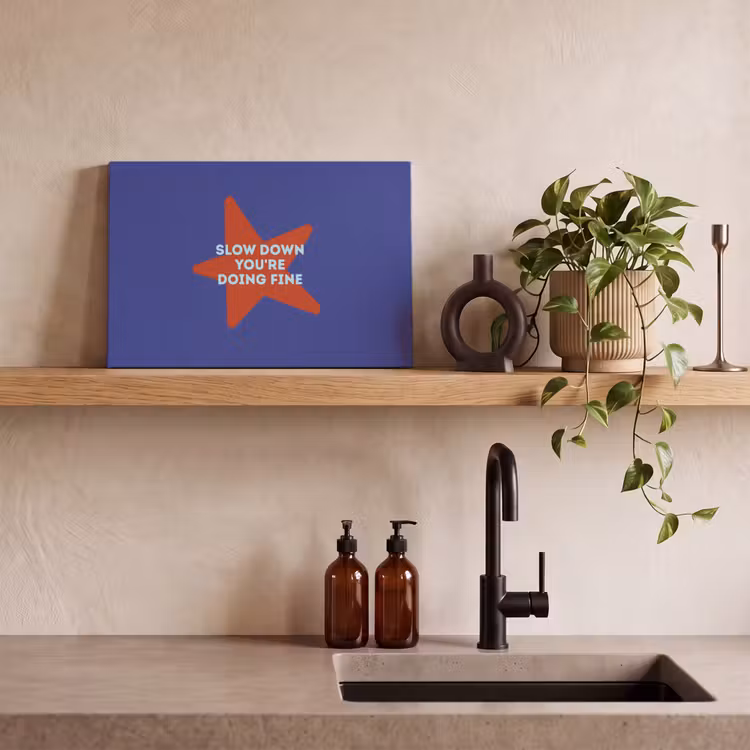 Slow down you're doing fine - Ster - Blauw canvas 2cm klein -uniquesellingpoint_afwerking-onlywow_DE