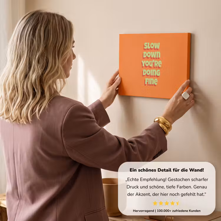 Slow down you're doing fine - Oranje - Simple canvas 2cm klein -sfeer3