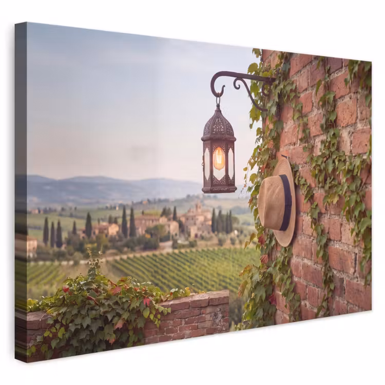 Lantaarn - Wijngaard - Landschap - Italiaans canvas 2cm klein -3d