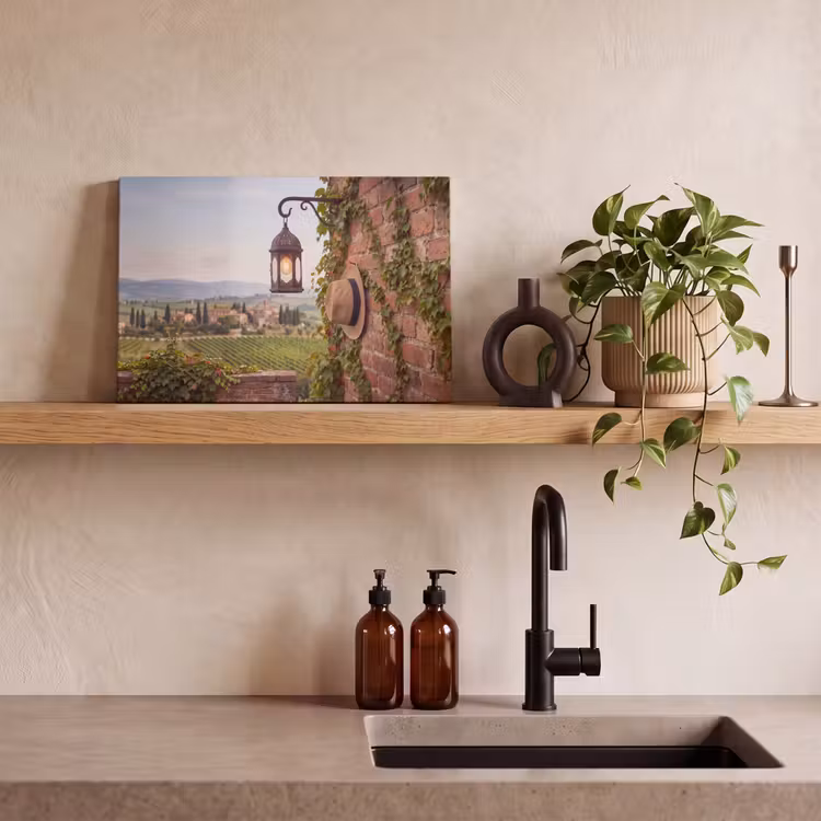 Lantaarn - Wijngaard - Landschap - Italiaans canvas 2cm klein -sfeer3