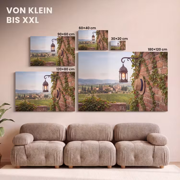 Lantaarn - Wijngaard - Landschap - Italiaans canvas 2cm klein -Xsfeer8_DE