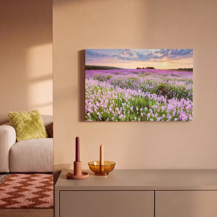 Lavendel - Bloemen - Zonsondergang - Paars - Weide canvas 2cm klein -sfeer1