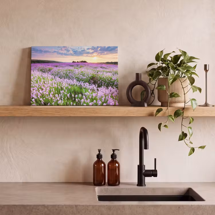 Lavendel - Bloemen - Zonsondergang - Paars - Weide canvas 2cm klein -sfeer6