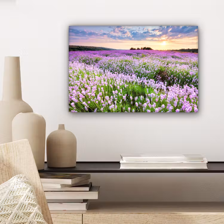Lavendel - Bloemen - Zonsondergang - Paars - Weide canvas 2cm klein -closeup_print_DE