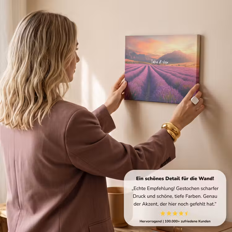 Lavendelveld - Quote - Zonsondergang canvas 2cm klein -Xsfeer7_DE