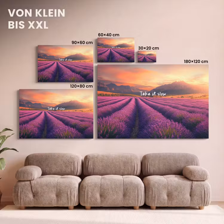 Lavendelveld - Quote - Zonsondergang canvas 2cm klein -Xsfeer8_DE