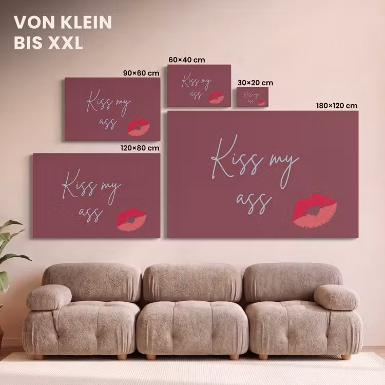 Kiss my ass - Lip - Bordeaux canvas 2cm klein -Xsfeer8_DE
