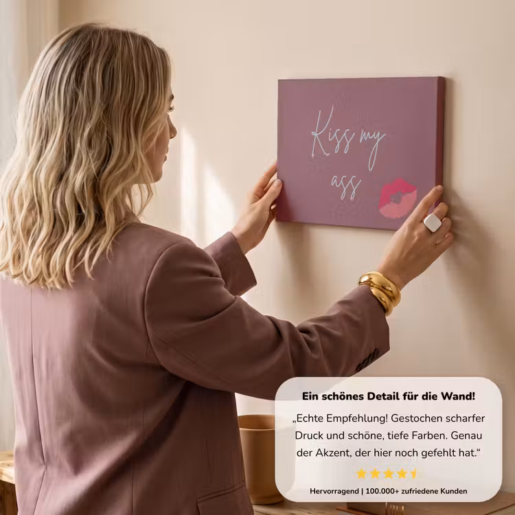 Kiss my ass - Lip - Bordeaux canvas 2cm klein -Xsfeer7_DE