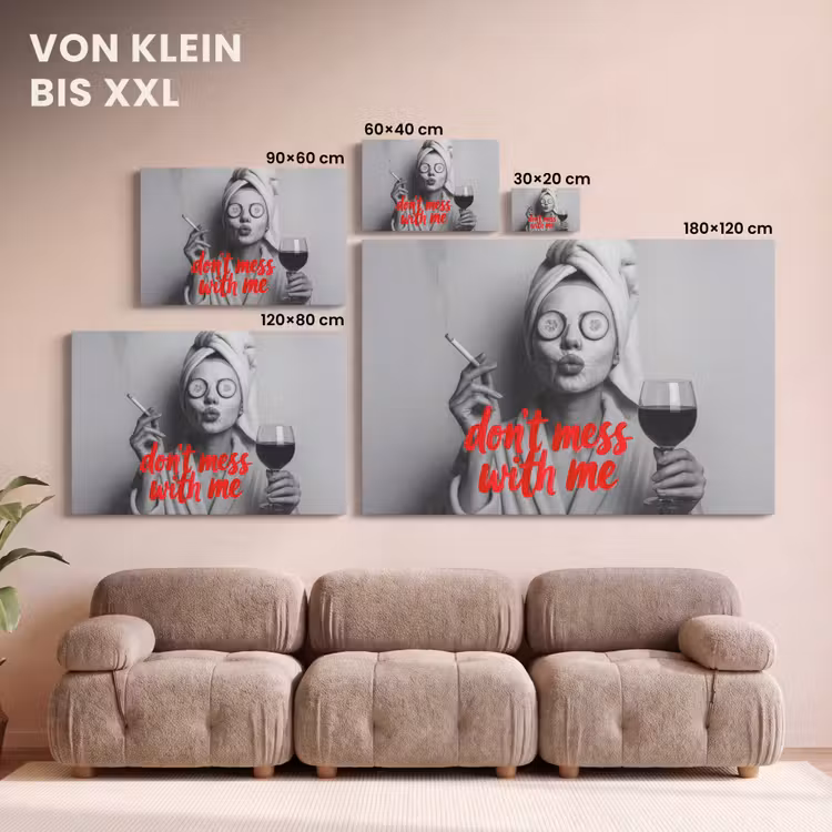 Don't mess with me - Wijn - Vrouw - Sigaret canvas 2cm klein -Xsfeer8_DE