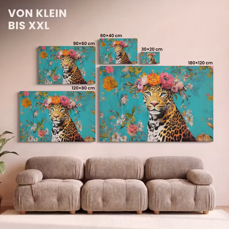 Luipaard - Bloemen - Kroon canvas 2cm klein -Xsfeer8_DE
