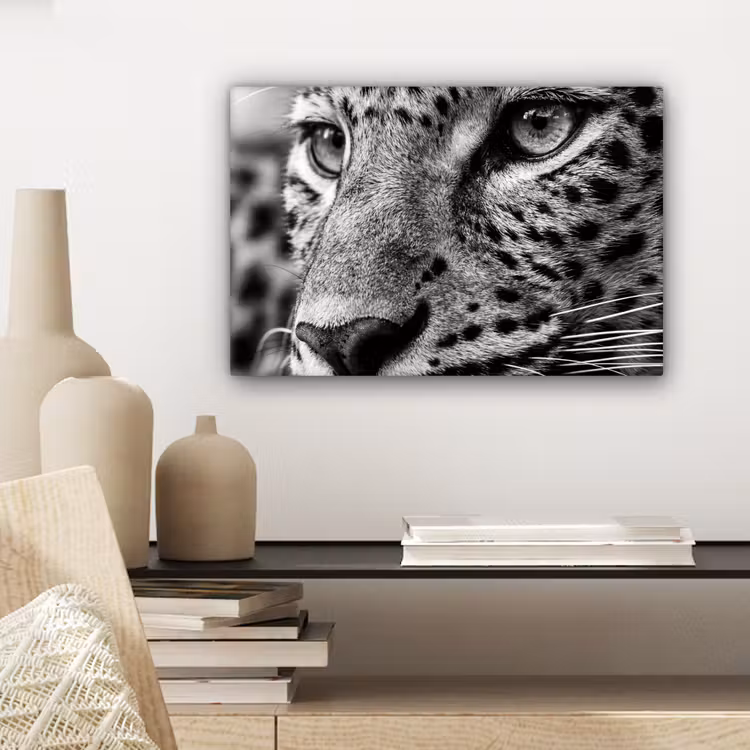 Luipaard - Zwart - Wit - Oog canvas 2cm klein -closeup_print_DE