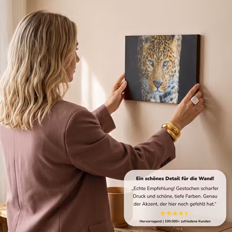 Luipaard - Dieren - Portret - Wilde dieren - Zwart canvas 2cm klein -Xsfeer7_DE