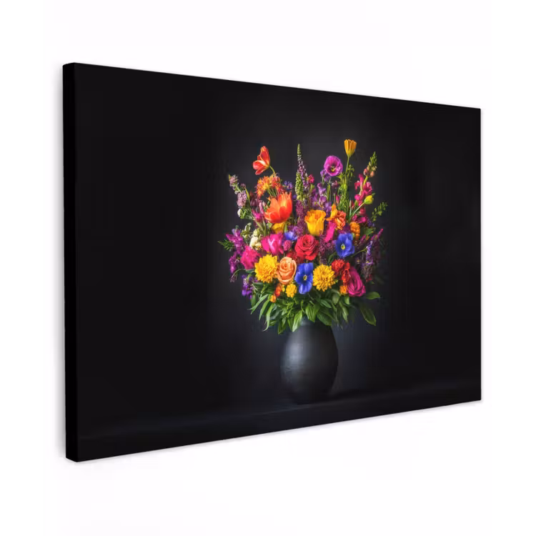 Felgekleurd - Bloemen - Vaas canvas 2cm klein -z3d