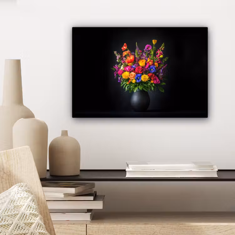 Felgekleurd - Bloemen - Vaas canvas 2cm klein -closeup_print_DE