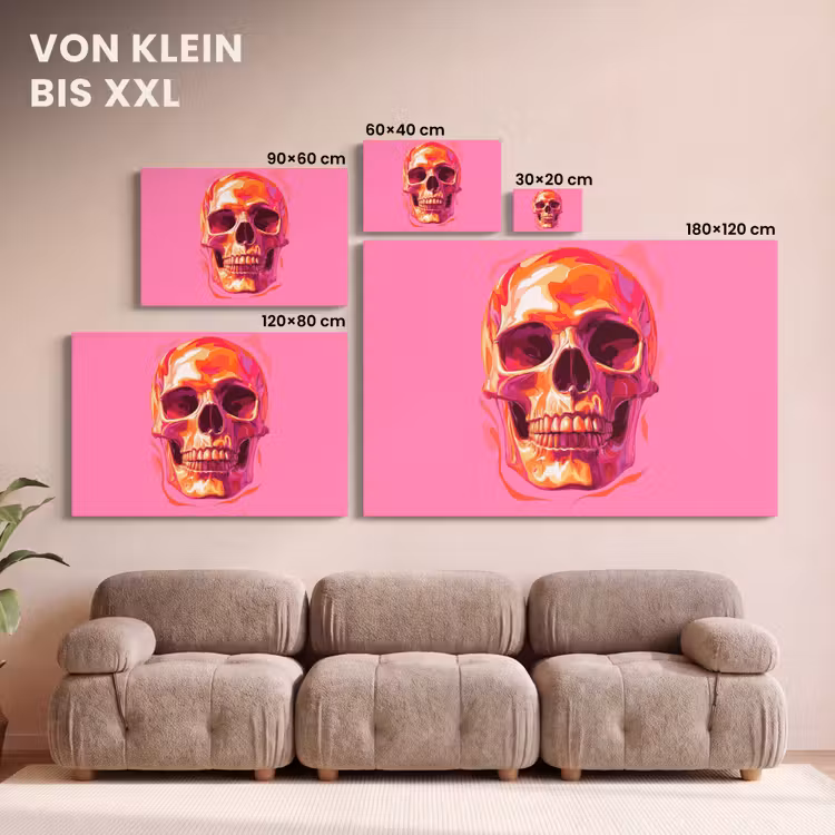 Felroze - Tanden - Schedel canvas 2cm klein -Xsfeer8_DE