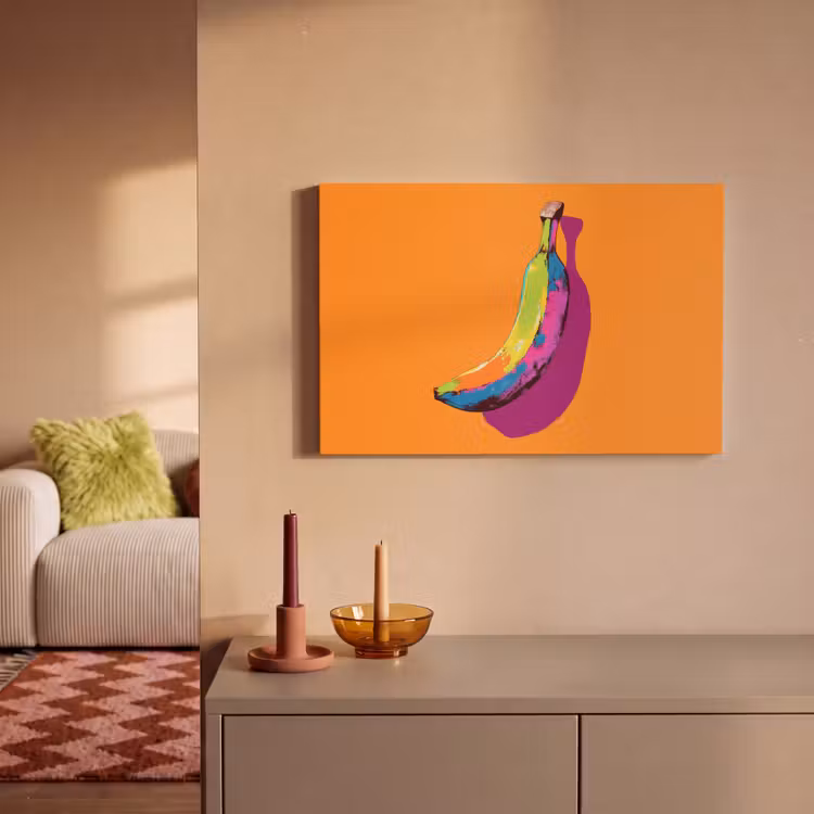 Felle kleuren - Banaan - popart canvas 2cm klein -sfeer1