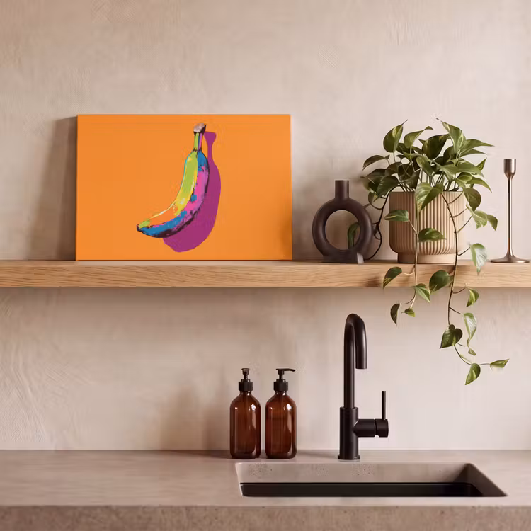 Felle kleuren - Banaan - popart canvas 2cm klein -sfeer6
