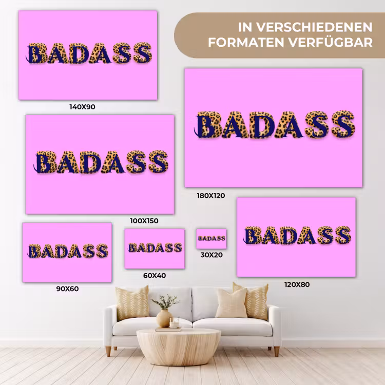Felroze - Badass - Panterprint - Schaduw canvas 2cm klein -Xsfeer8_DE