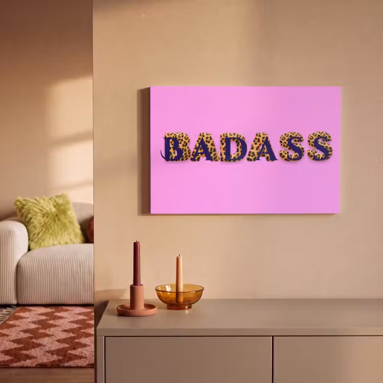 Felroze - Badass - Panterprint - Schaduw canvas 2cm klein -sfeer1