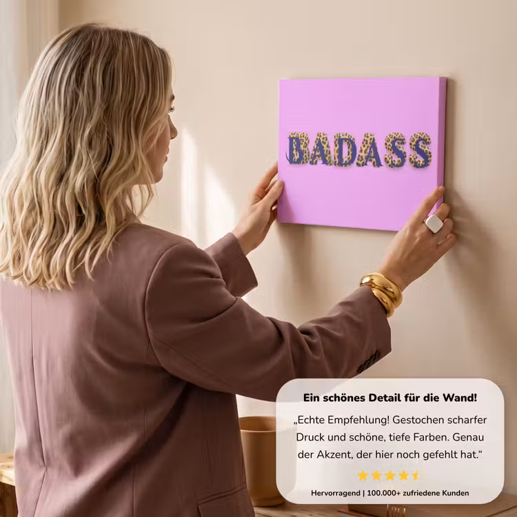 Felroze - Badass - Panterprint - Schaduw canvas 2cm klein -Xsfeer7_DE