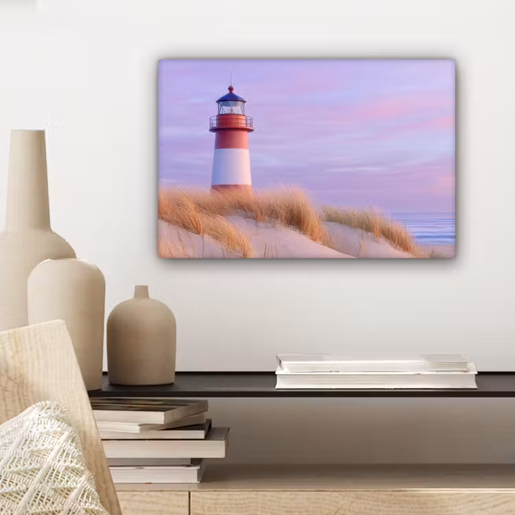 Vuurtoren - Duinen - Zonsondergang canvas 2cm klein -sfeer6