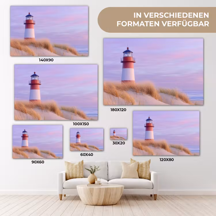 Vuurtoren - Duinen - Zonsondergang canvas 2cm klein -Xsfeer8_DE