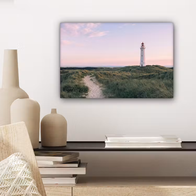 Vuurtoren - Duinlandschap - Zee canvas 2cm klein -closeup_print_DE