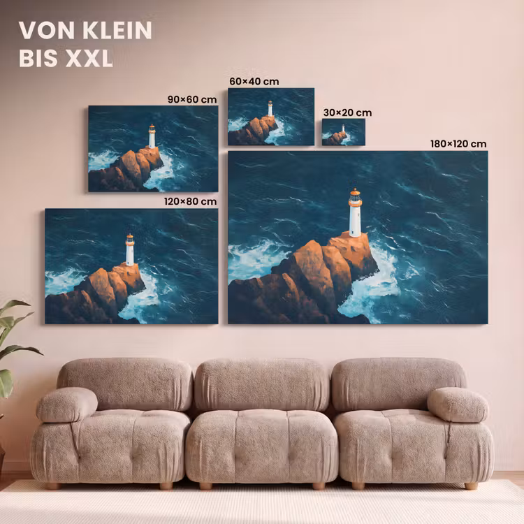 Vuurtoren - Rots - Zee - Golven canvas 2cm klein -Xsfeer8_DE