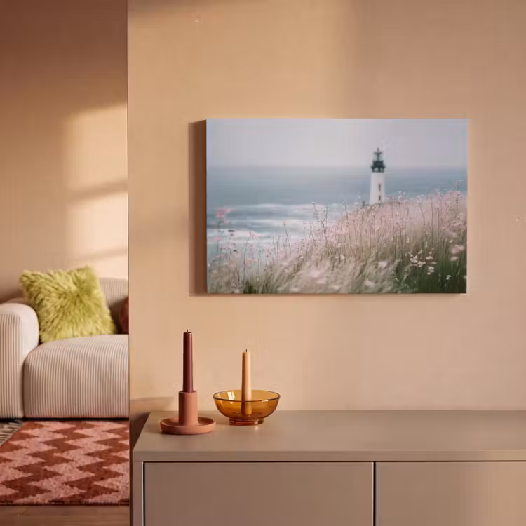 Vuurtoren - Klif - Zee - Bloemen canvas 2cm klein -sfeer1