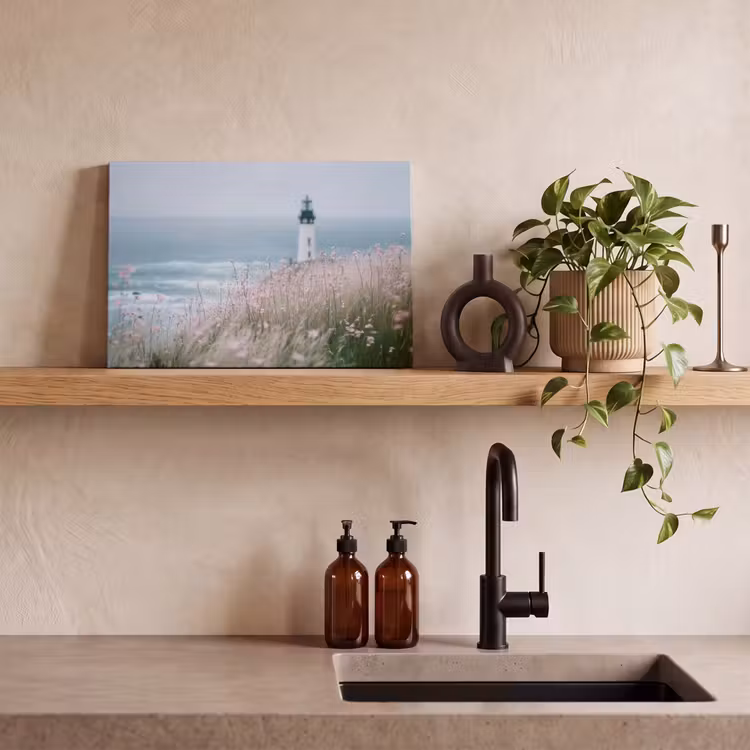 Vuurtoren - Klif - Zee - Bloemen canvas 2cm klein -sfeer3