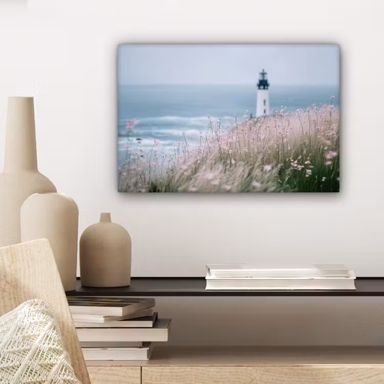 Vuurtoren - Klif - Zee - Bloemen canvas 2cm klein -sfeer6