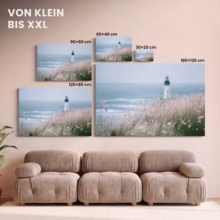 Vuurtoren - Klif - Zee - Bloemen canvas 2cm klein -Xsfeer8_DE