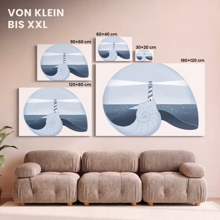 Vuurtoren - Zee - Schelp - Abstract - Blauw canvas 2cm klein -Xsfeer8_DE