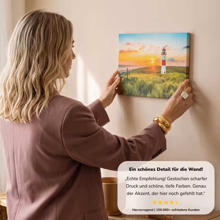 Vuurtoren - Natuur - Zon - Landschap - Gras - Strand - Zee canvas 2cm klein -Xsfeer7_DE
