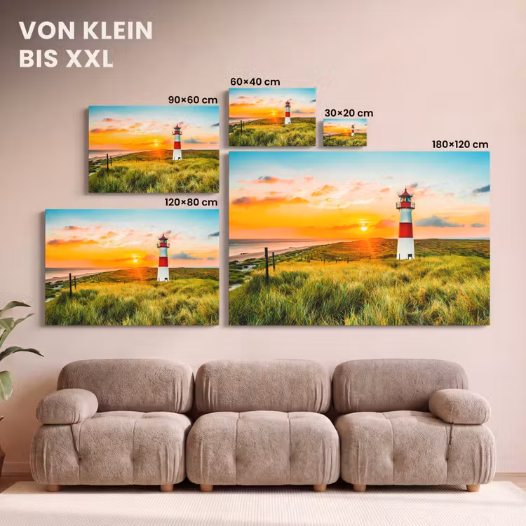 Vuurtoren - Natuur - Zon - Landschap - Gras - Strand - Zee canvas 2cm klein -Xsfeer8_DE