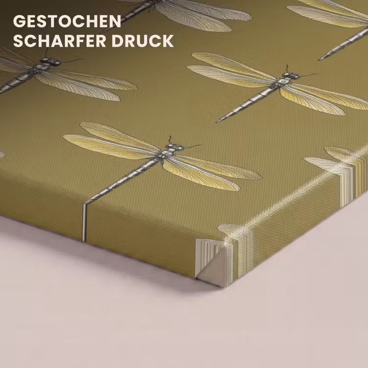 Libellen - Patroon - Groen canvas 2cm klein 34 -closeup_print_DE